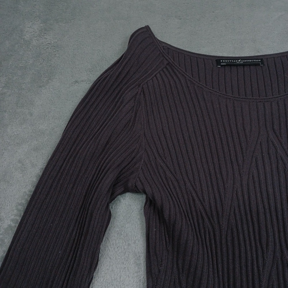 Peruvian Connection Dress Womens Large Brown Stretch Pullover Pima Cotton Peru - Picture 2 of 8